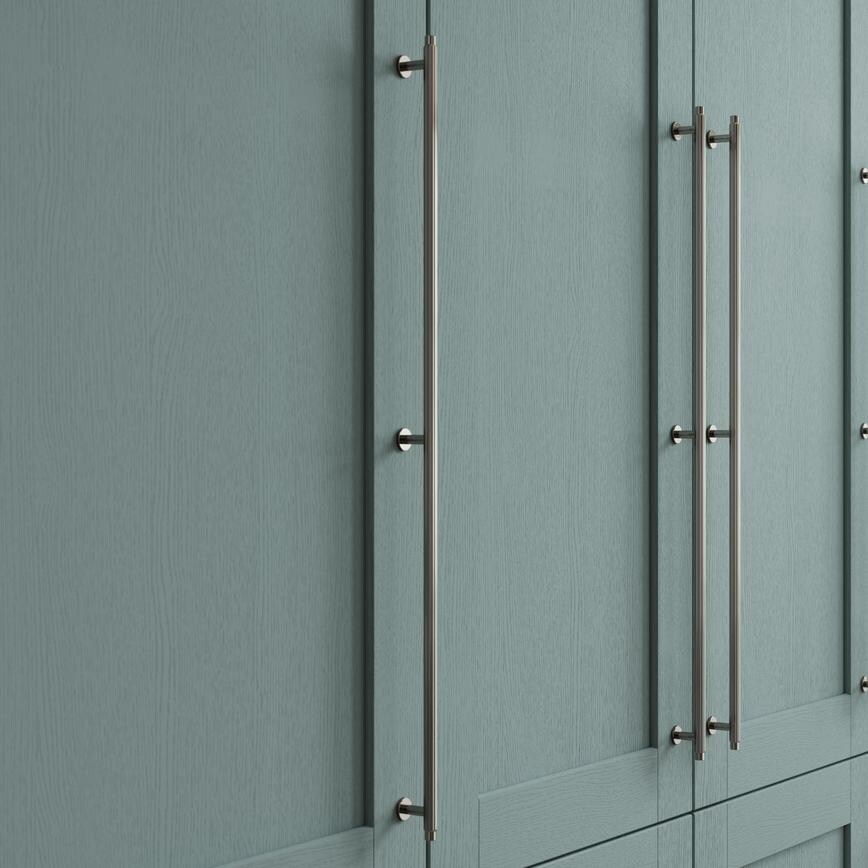 Fluted Polished Nickel Effect Classic T Bar Cupboard Handle 690mm