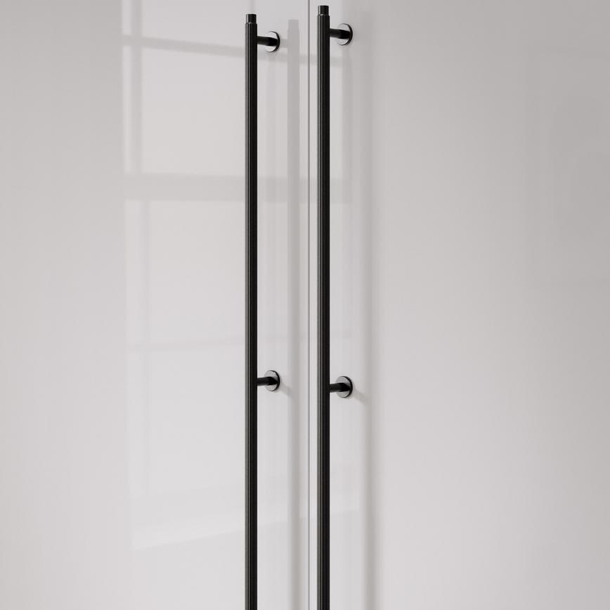 Fluted Matt Black T Bar Handle 690mm Gloss White Cupboard