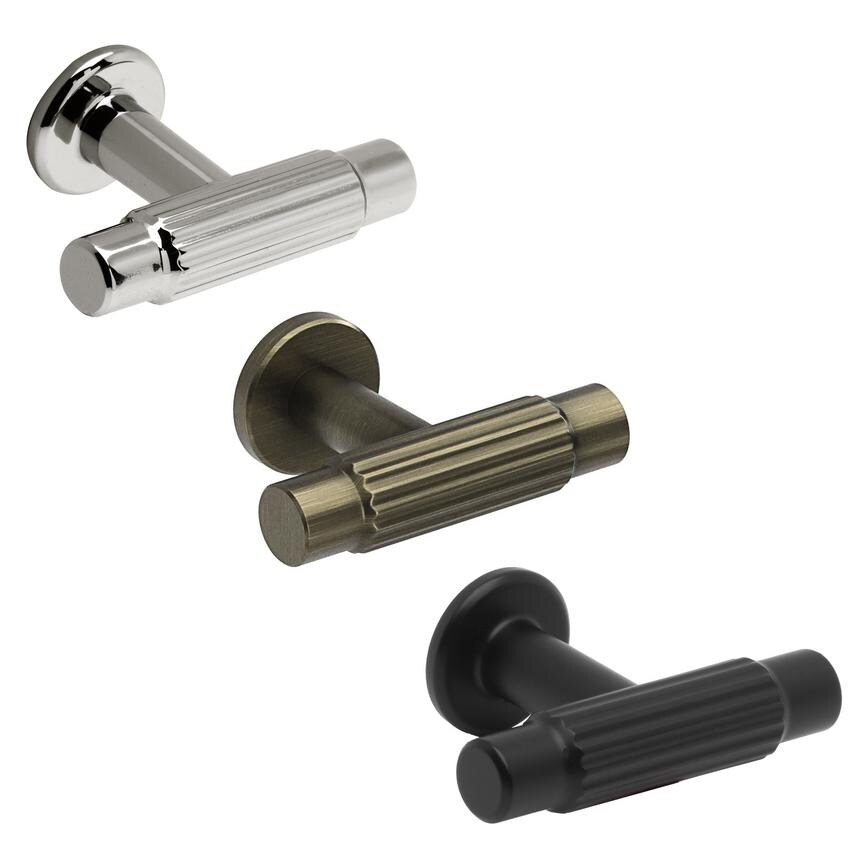 Fluted Classic T Cupboard Door Knob 75mm Family