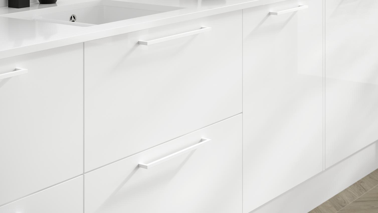 white thin square d bar handle