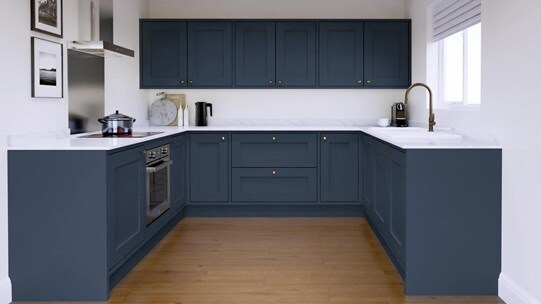 Chilcomb Inframe Navy U Shaped Kitchen