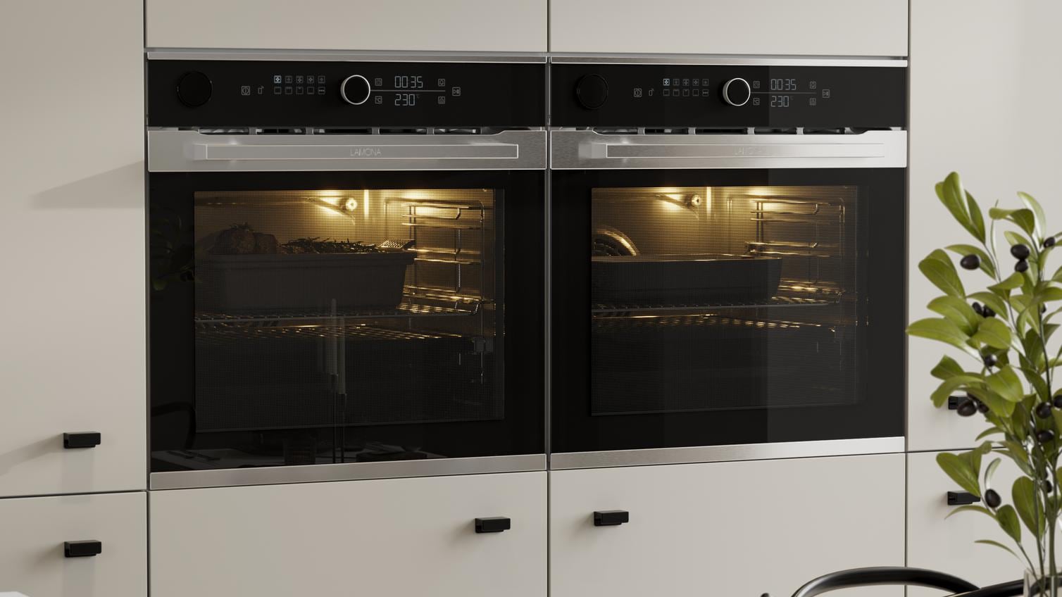 Hockley Textures Walnut and Hockley Super Matt Sandstone Oven Cameo