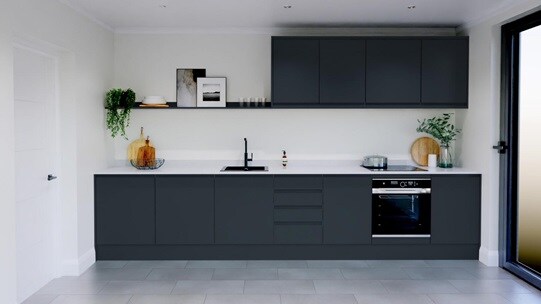 Clerkenwell Super Matt Marine Blue Handleless Single Wall