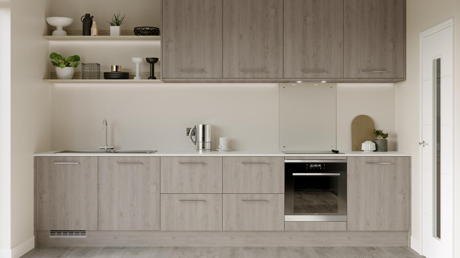 Greenwich Light Grey Oak EKES Single Wall Main Set Shot