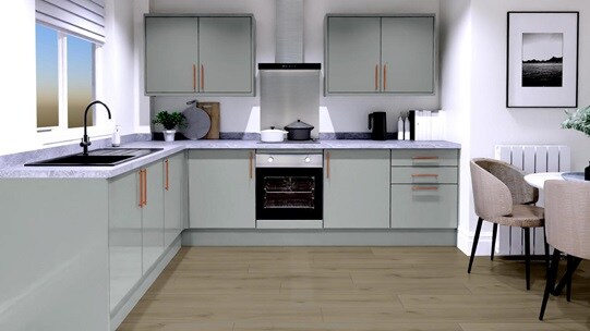 Greenwich Gloss Slate Grey EKES L Shaped Main Set Shot