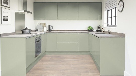 Greenwich Gloss Reed Green Handleless EKES UShaped