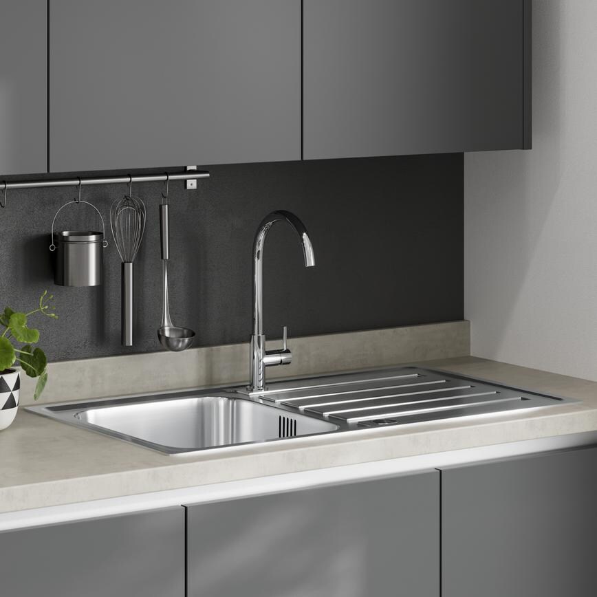 Greenwich Slate Grey Handleless Sink & Tap Cameo