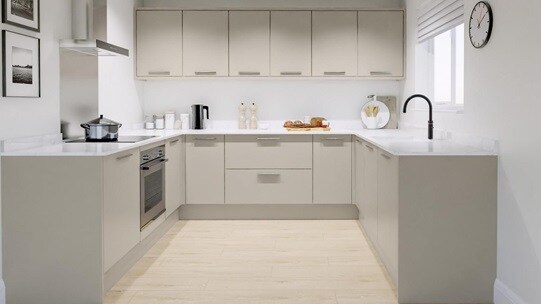 Hockley Mirror Gloss Sandstone EKES UShape Main Set Shot
