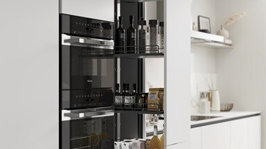 Hockley Super Matt White & Concrete Handleless Storage Detail