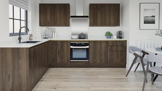 Hockley Textures Dark Oak Handleless EKES L Shaped