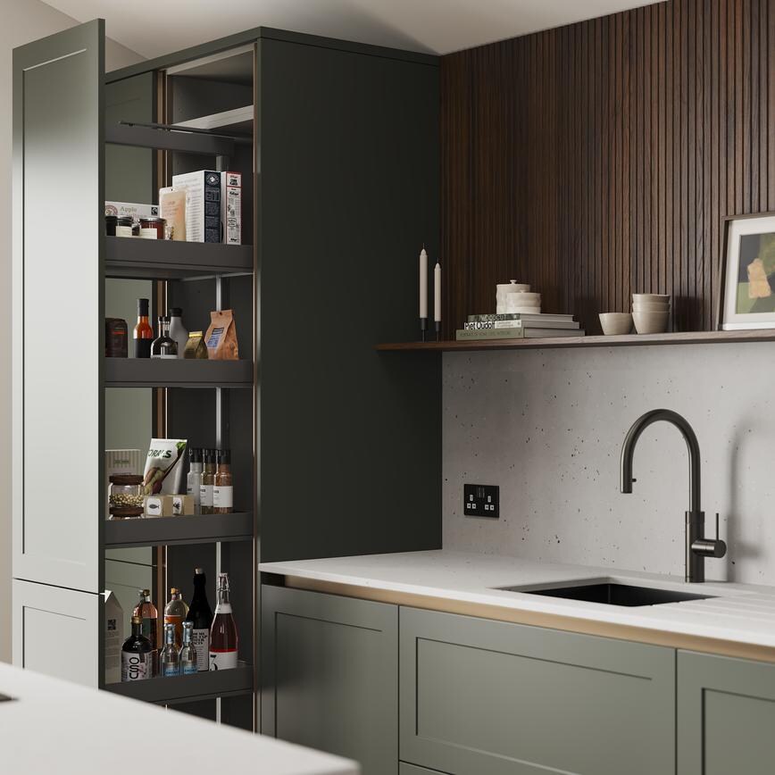 Frome Ash Green Handleless Tower Storage Additional