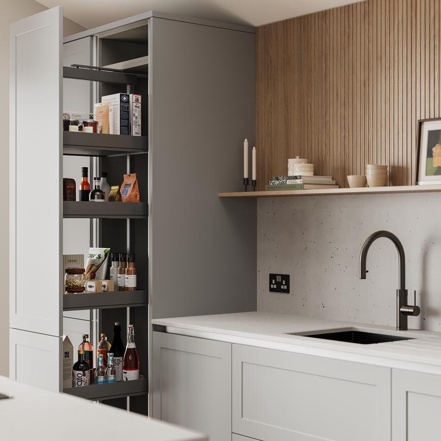 Frome Dove Grey Handleless Tower Storage Additional