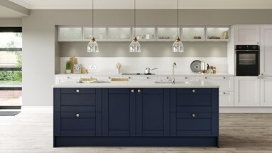 Fairford Dove Grey and Navy Main Set Shot - Kitchen Brochure