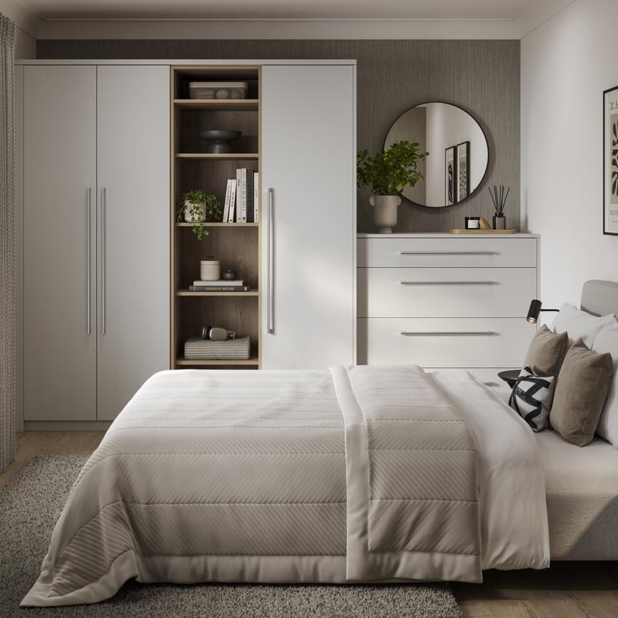 Greenwich Dove Grey Bedroom Set Shot Warderobe and Chest of Drawers
