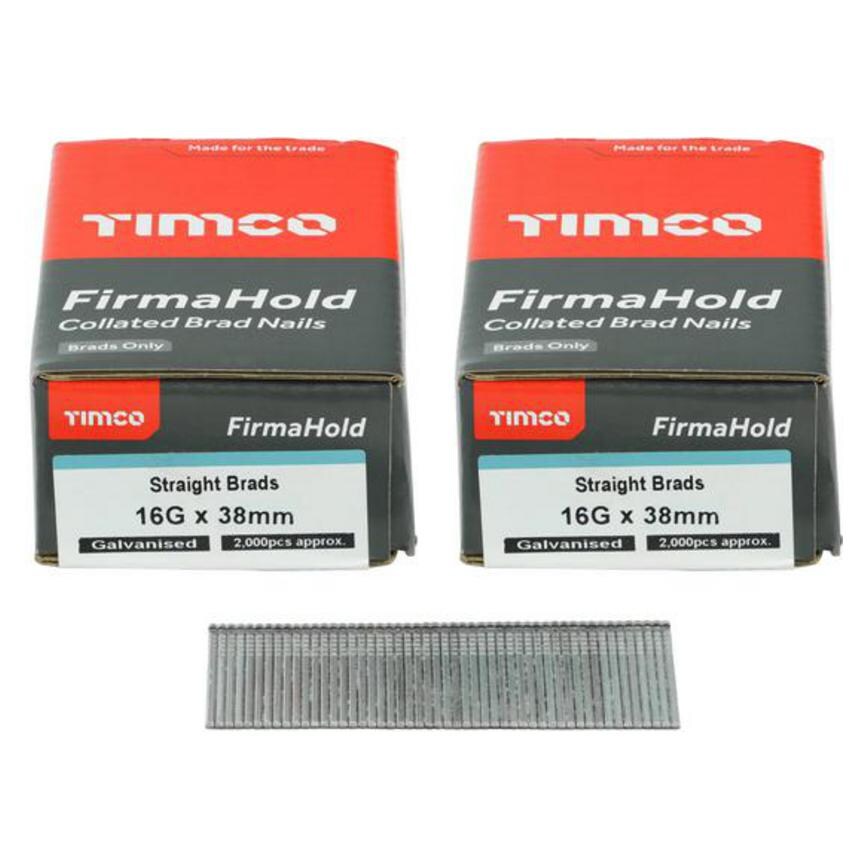 TIMCO FirmaHold 16ga x 38mm Galvanised Straight Brad Nails Pack of 4000
