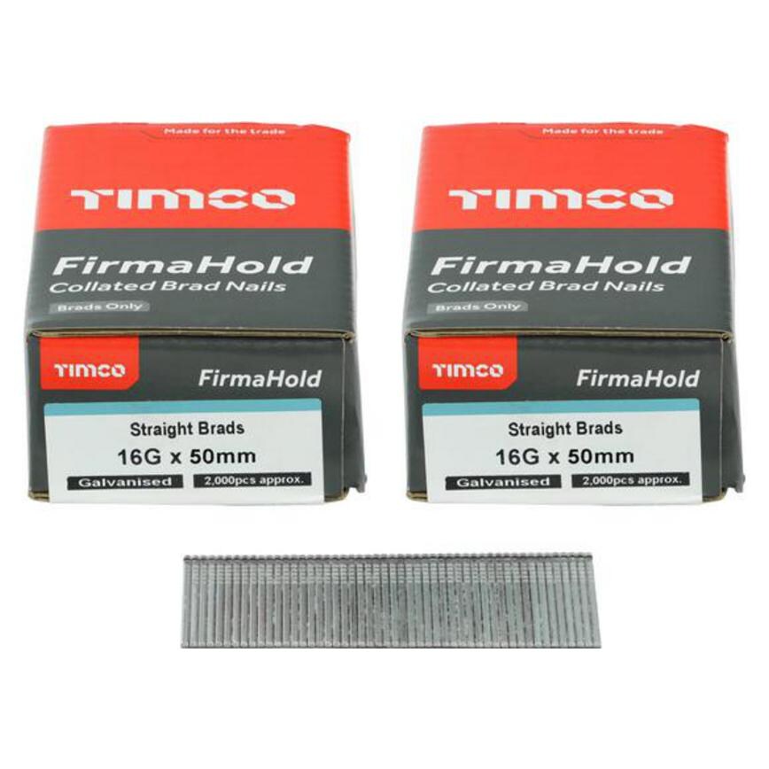 TIMCO FirmaHold 16ga x 50mm Galvanised Straight Brad Nails Pack of 4000