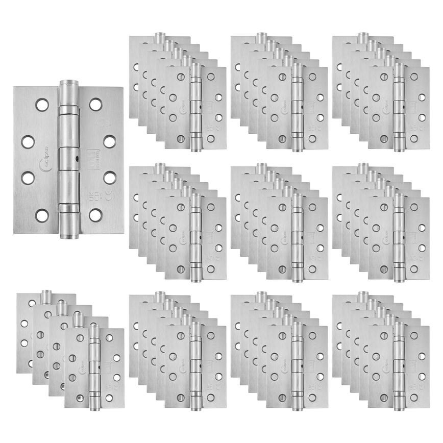 Eclipse Satin Chrome 102mm x 76mm Heavy Duty Grade 11 Ball Bearing Fire Rated Butt Hinge Pack of 50