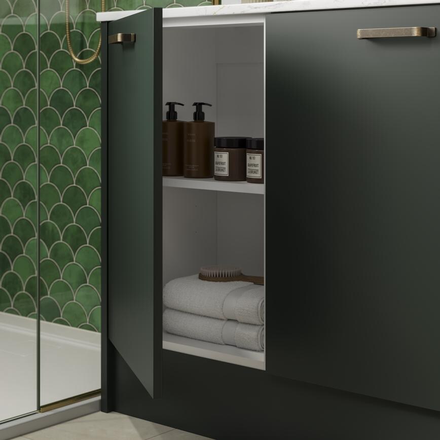 Hockley SM Fir Green Bathroom Open Cabinet