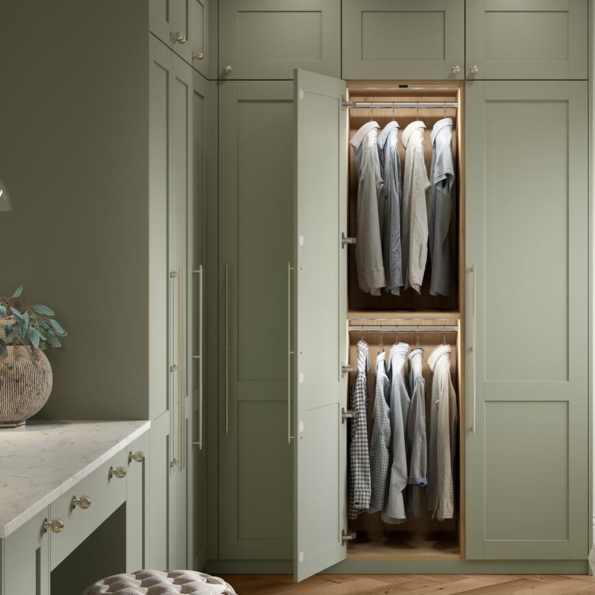 Sensio Ray500 SE10042TAN1 LED Natural White 2.4W 4.6m Rigid Wardrobe Lighting Kit in Halesworth Sage Green Wardrobe