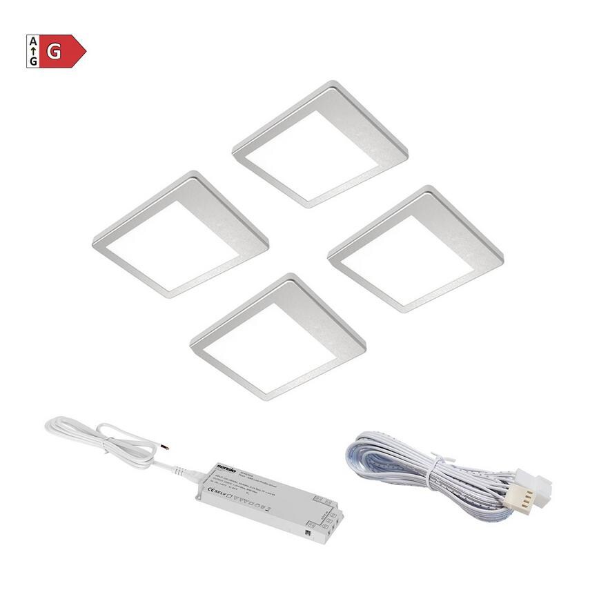 Sensio Horizon Triotone® SE11095T0 LED Silver 3.6W 115mm Square Under Cabinet Light With 15W Driver Pack of 4
