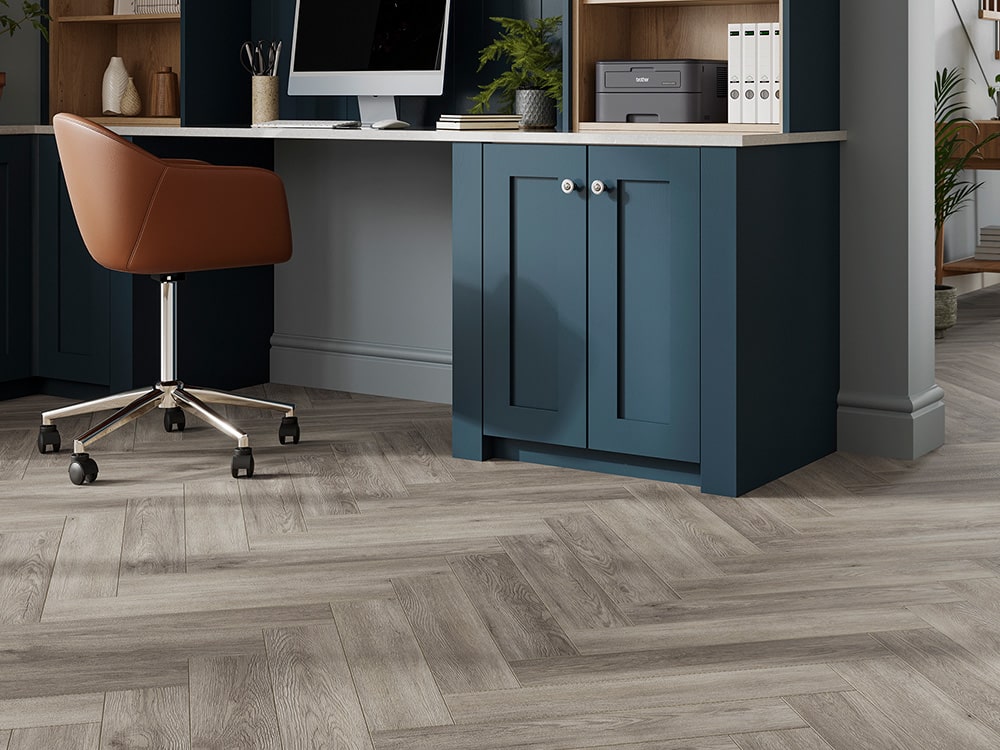 Oake and Gray Herringbone Flooring